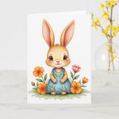 Carte de scène de lapin au printemps (Fleur jaune)