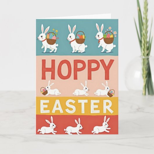 Carte de scène de lapin de Pâques joyeuse (Devant)