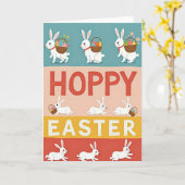 Carte de scène de lapin de Pâques joyeuse (Fleur jaune)