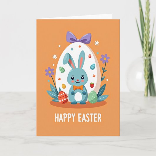 Carte de scène de lapin de Pâques joyeux (Devant)