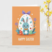 Carte de scène de lapin de Pâques joyeux (Fleur jaune)