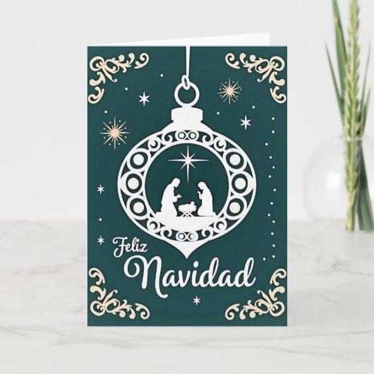 Carte de scène de Nativité Feliz Navidad (Devant)