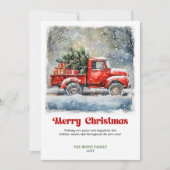 Carte de scène de Noël avec camion rouge rustique (Devant)