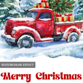 Carte de scène de Noël avec camion rouge rustique