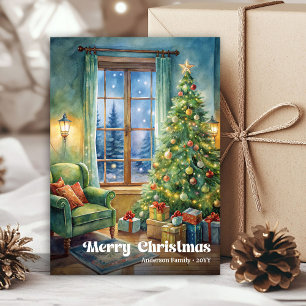 Carte de scène de Noël joyeuse aux tons rustiques