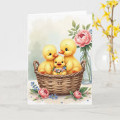 Carte de scène de panier de volaille duveteuse (Fleur jaune)