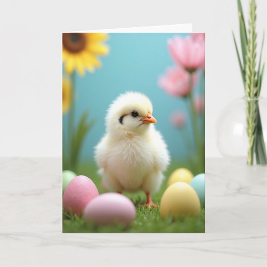Carte de scène de poussin printanier mignon (Devant)