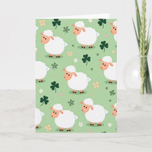 Carte de scène de prairie avec des moutons mignons (Devant)