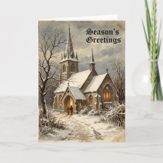 Carte de scène d'église de Noël (Devant)