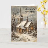 Carte de scène d'église de Noël (Fleur jaune)
