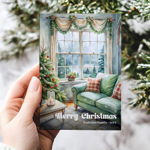 Carte de scène festive ludique aquarelle rouge ver