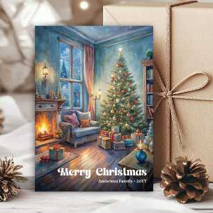 Carte de scène festive traditionnelle lettrage rou