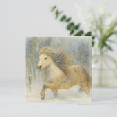 Carte de scène hivernale avec cheval islandais (Debout devant)