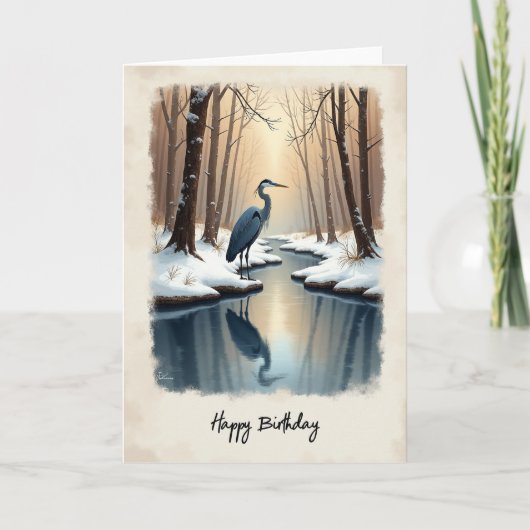 Carte de scène hivernale d'anniversaire (Devant)
