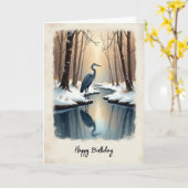 Carte de scène hivernale d'anniversaire (Fleur jaune)