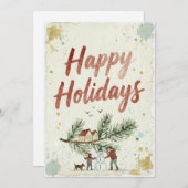 Carte de scène hivernale de vacances joyeuses à l' (Devant / Derrière)