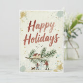 Carte de scène hivernale de vacances joyeuses à l' (Debout devant)
