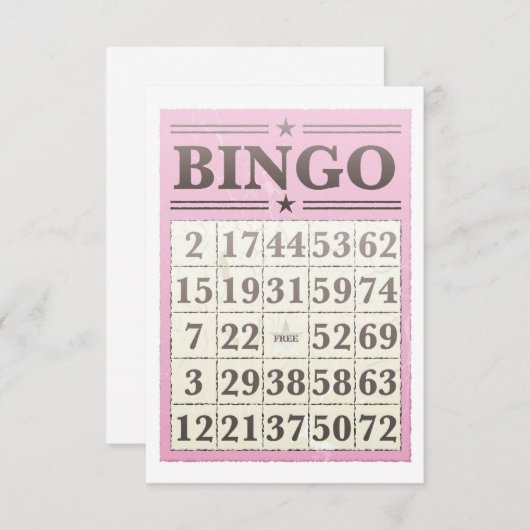 Carte de score de Bingo rose (Devant / Derrière)