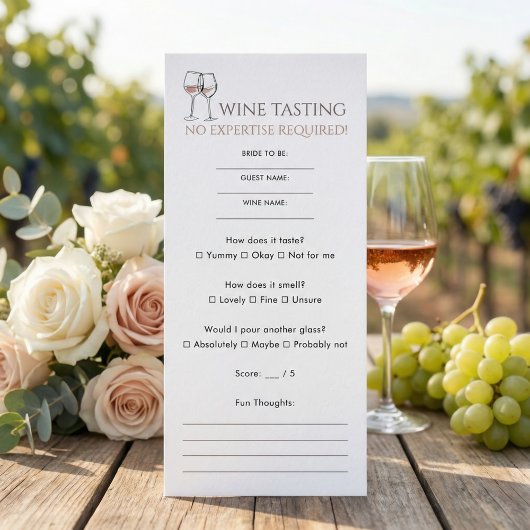 Carte de score de dégustation de vin de fête de fi