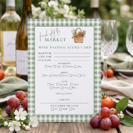 Carte de score de dégustation de vin Gingham Marke