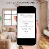 Carte de score de dégustation de vin pour mariage