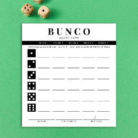 Carte de score simple Bunco noir et blanc à quatre