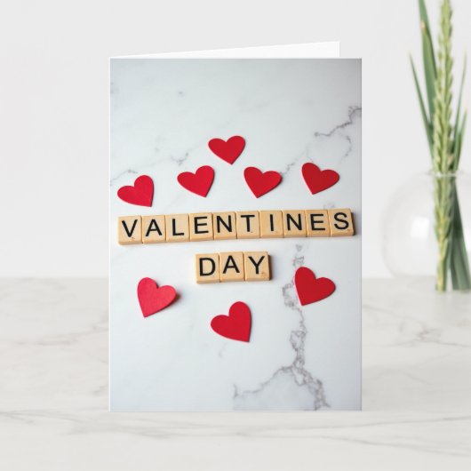 Carte de Scrabble Saint-Valentin rouge (Devant)