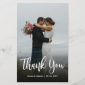 Carte de script Budget Moderne Mariage Photo Merci (Devant)