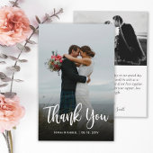 Carte de script Budget Moderne Mariage Photo Merci