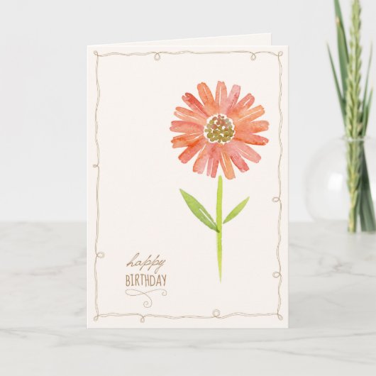 Carte de script d'anniversaire d'aquarelle florale (Devant)