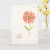 Carte de script d'anniversaire d'aquarelle florale (Fleur jaune)