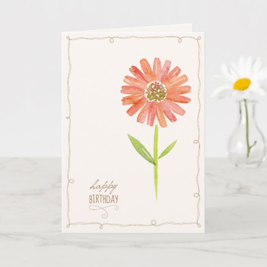 Carte de script d'anniversaire d'aquarelle florale (Petite plante)
