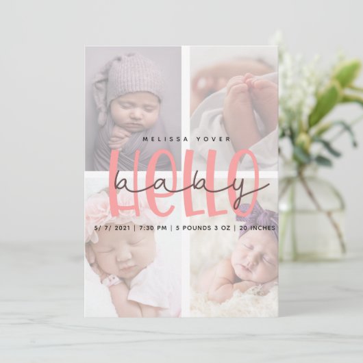 Carte de script de fille d'annonce de naissance ro (Debout devant)