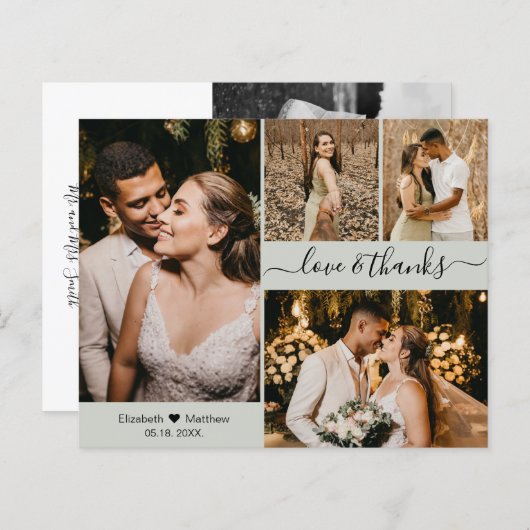 Carte de script de Mariage de Collage de Photo Bud (Devant / Derrière)