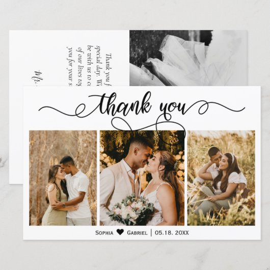 Carte de script de Mariage de Collage de Photo Bud (Devant / Derrière)