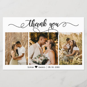 Carte de script de Mariage de Collage de Photo Bud