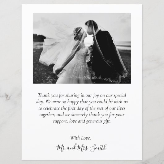 Carte de script de Mariage de Collage de Photo Bud (Dos)