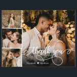 Carte de script de Mariage de Collage de Photo Bud<br><div class="desc">Budget Moderne, Elégant Mariage à la main (4) Photo Collage Merci personnalisé à petit budget abordable THIN (!) carte. Élégant modèle mariage avec quatre (4) photos à l'avant et une (1) photo à l'arrière. Avec le texte "Merci" dans une main tourbillonnant lettré script de typographie superposition avec des swashes en...</div>