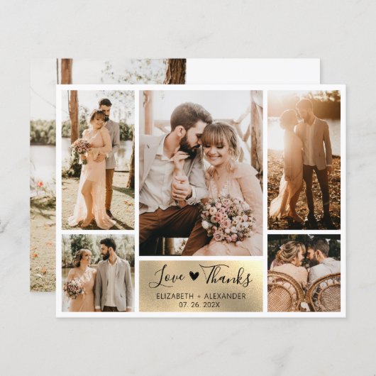 Carte de script de Mariage de Collage de Photo Bud (Devant / Derrière)