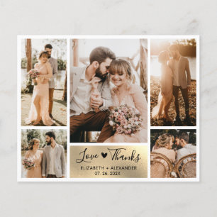 Carte de script de Mariage de Collage de Photo Bud