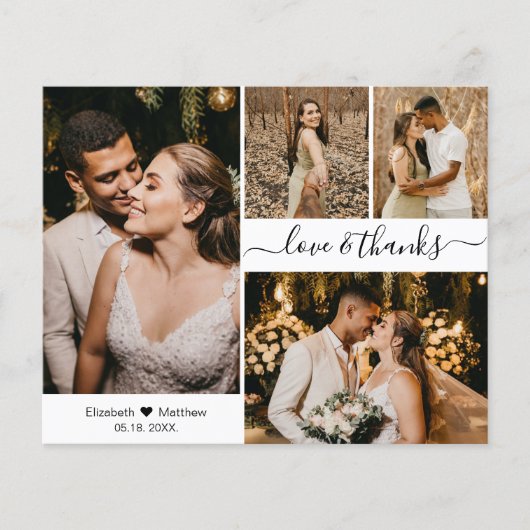 Carte de script de Merci de Collage photo Mariage  (Devant)