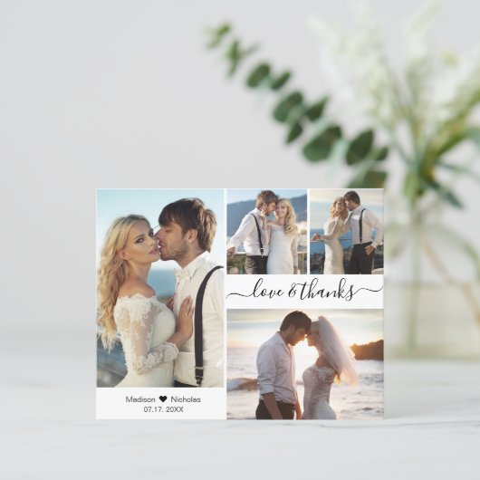 Carte de script de Merci de Collage photo Mariage  (Debout devant)