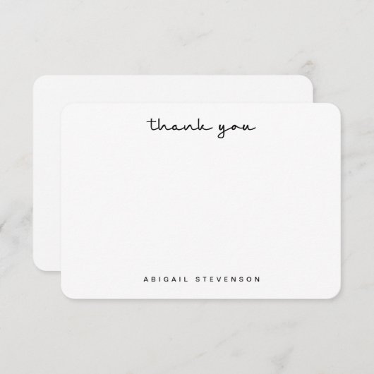 Carte de script de Merci noir et blanc simple (Devant / Derrière)