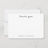 Carte de script de Merci noir et blanc simple (Devant)