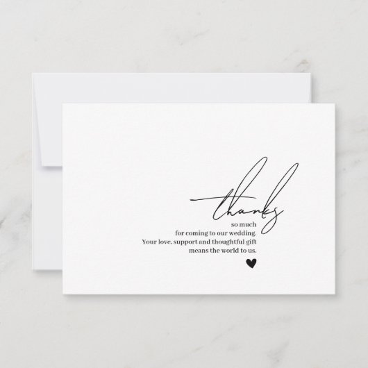 Carte de script du message de Merci mariage (Devant)