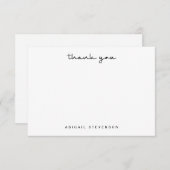 Carte de script moderne en Merci noir et blanc (Devant / Derrière)