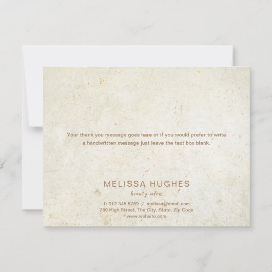 Carte de script or Merci d'affaires simple (Dos)