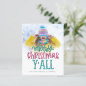 Carte de script photo Budget Joyeux Noël Y'All (Debout devant)