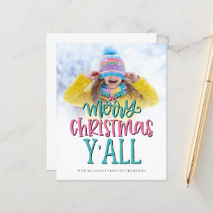 Carte de script photo Budget Joyeux Noël Y'All