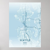Carte de Seattle Impression d'Océan Art mural de l (Devant)